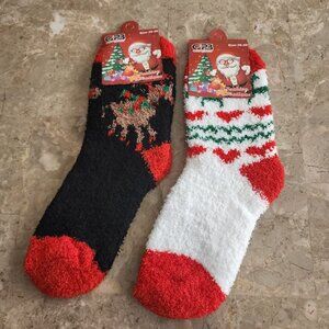Women's Colorful Christmas Fluffy Socks (2pk)